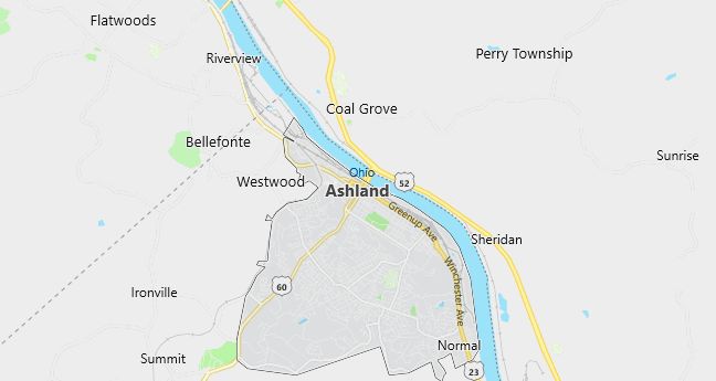 Map of Ashland, KY