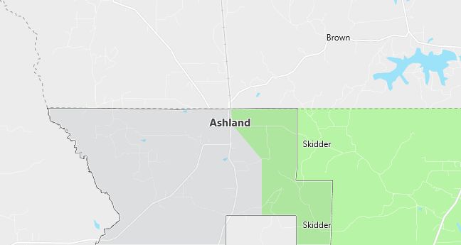 Map of Ashland, LA