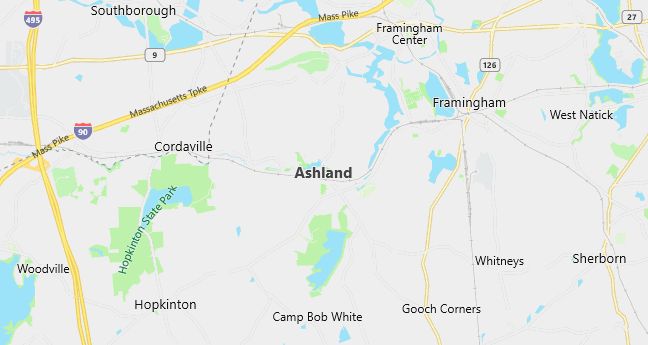 Map of Ashland, MA