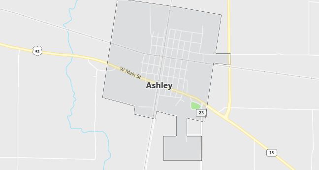 Map of Ashley, IL