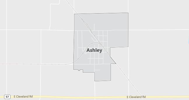 Map of Ashley, MI