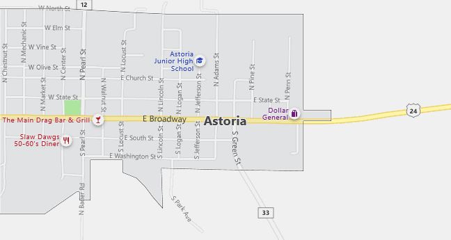 Map of Astoria, IL