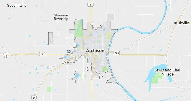 Map of Atchison, KS