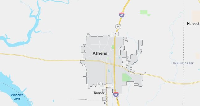 Map of Athens, AL