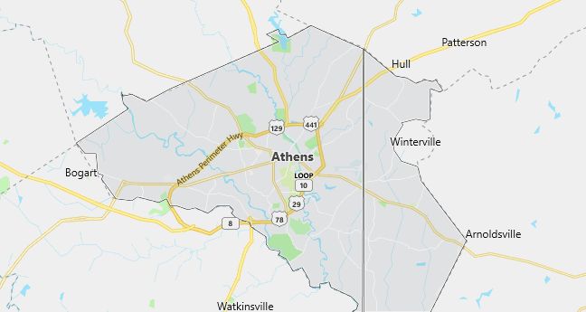 Map of Athens, GA