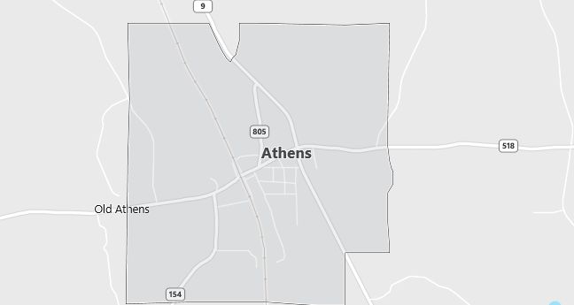 Map of Athens, LA