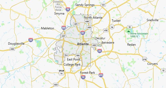 Map of Atlanta, GA