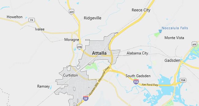 Map of Attalla, AL