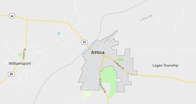 Map of Attica, IN