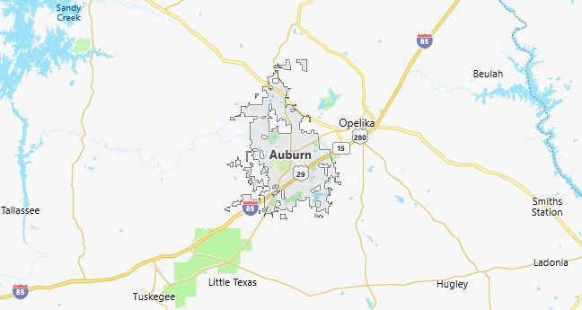 Map of Auburn, AL