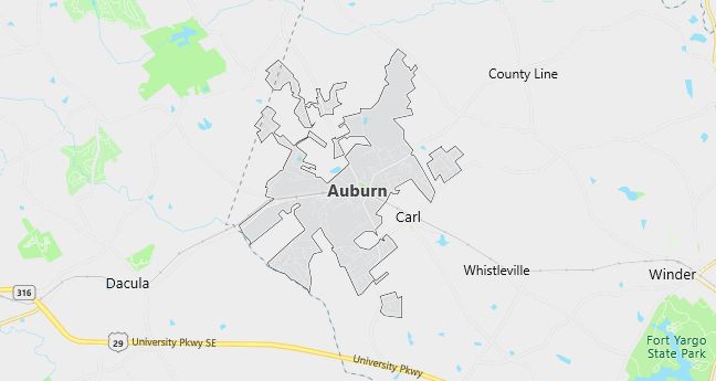 Map of Auburn, GA