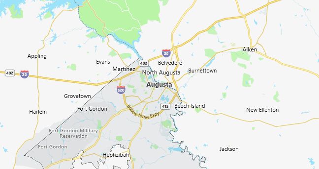 Map of Augusta, GA