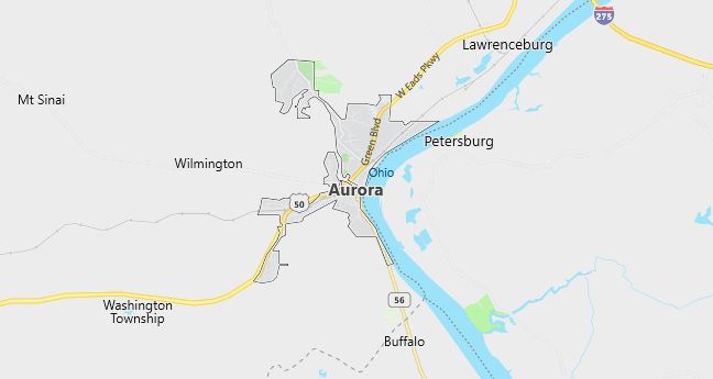 Map of Aurora, IN