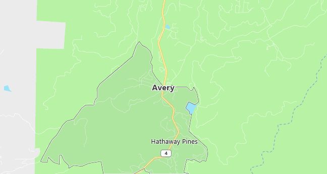 Map of Avery, CA