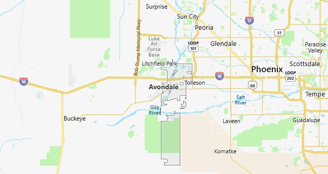 Map of Avondale, AZ