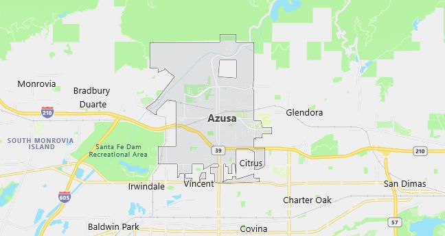 Map of Azusa, CA