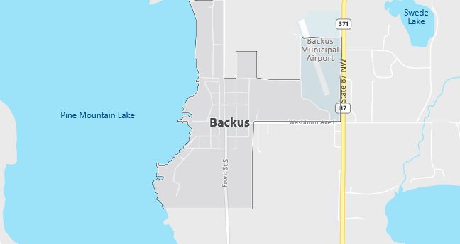 Map of Backus, MN