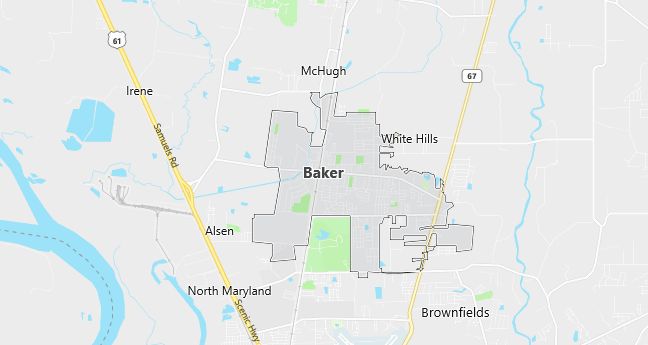 Map of Baker, LA