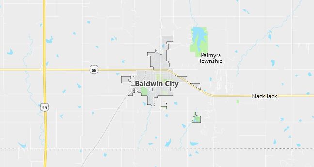 Map of Baldwin City, KS