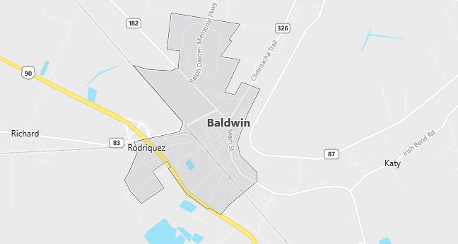 Map of Baldwin, LA