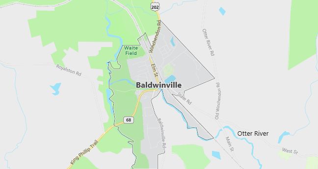 Map of Baldwinville, MA