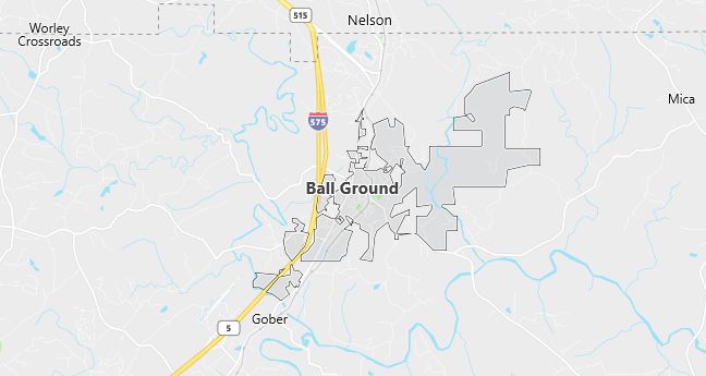 Map of Ball Ground, GA