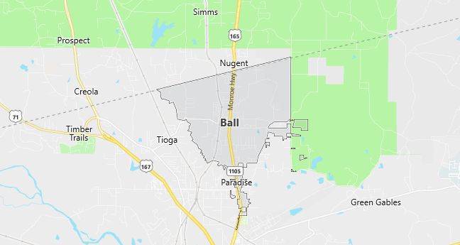 Map of Ball, LA