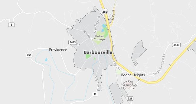 Map of Barbourville, KY