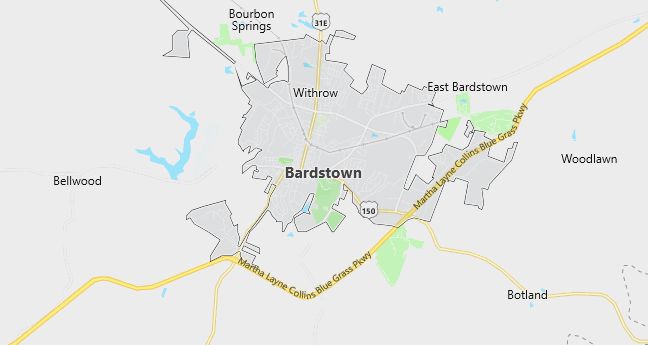 Map of Bardstown, KY