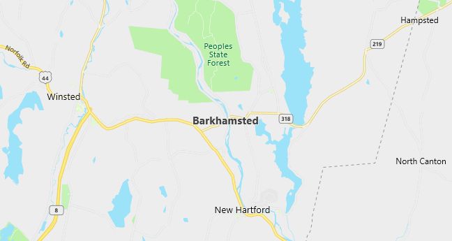 Map of Barkhamsted, CT