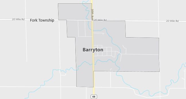 Map of Barryton, MI