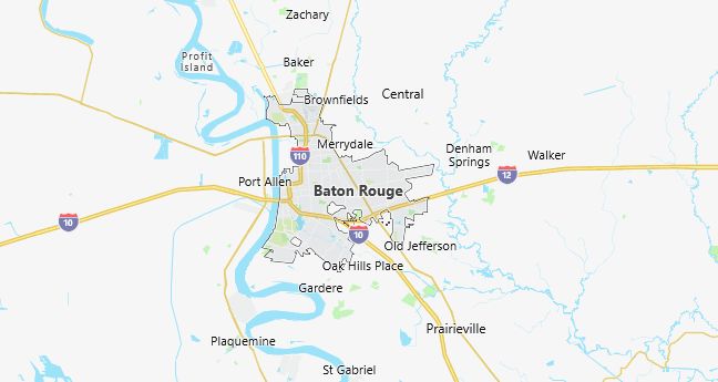 Map of Baton Rouge, LA