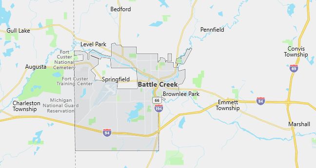 Map of Battle Creek, MI