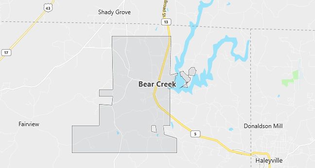 Map of Bear Creek, AL