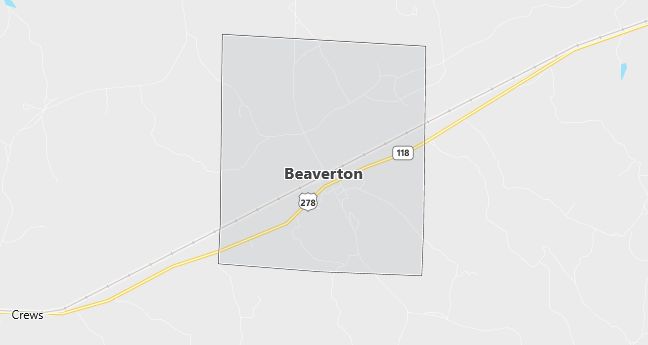 Map of Beaverton, AL