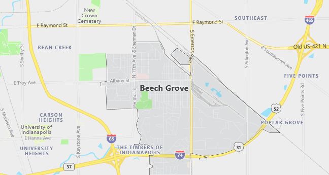 Map of Beech Grove, IN