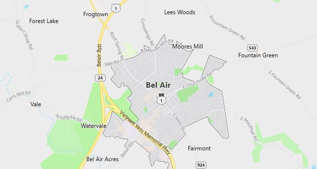 Map of Bel Air, MD