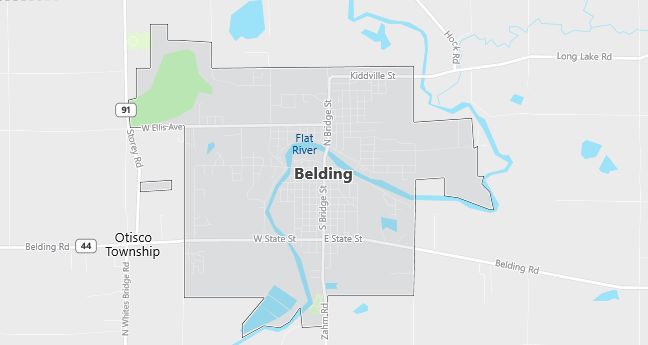 Map of Belding, MI