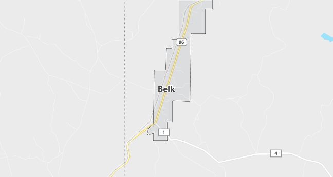 Map of Belk, AL