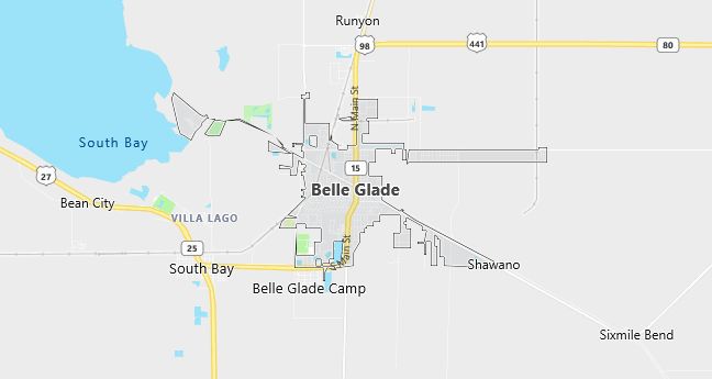 Map of Belle Glade, FL