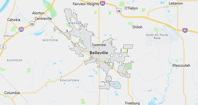 Map of Belleville, IL