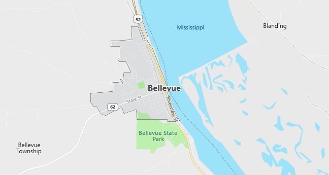 Map of Bellevue, IA