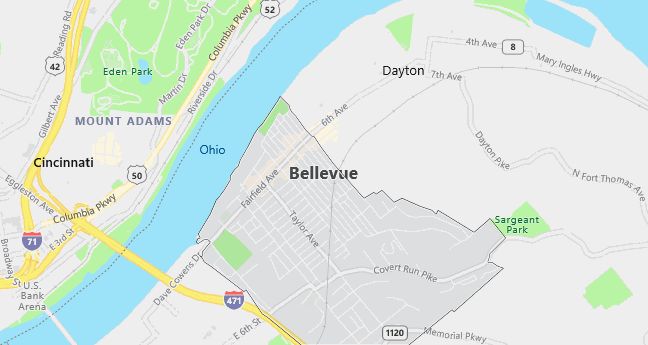 Map of Bellevue, KY