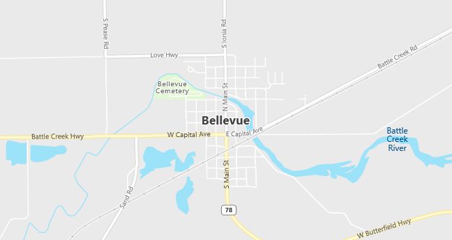 Map of Bellevue, MI