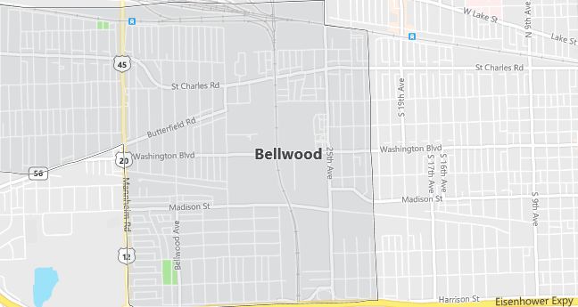 Map of Bellwood, IL