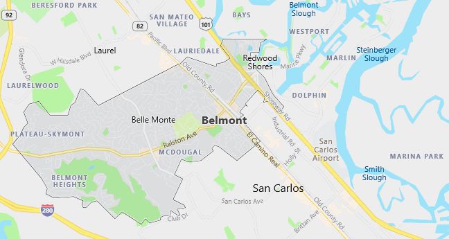 Map of Belmont, CA