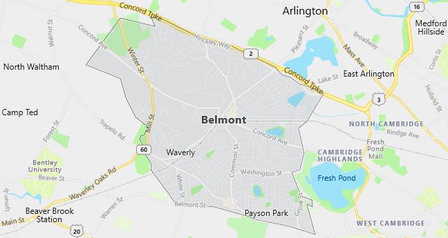 Map of Belmont, MA