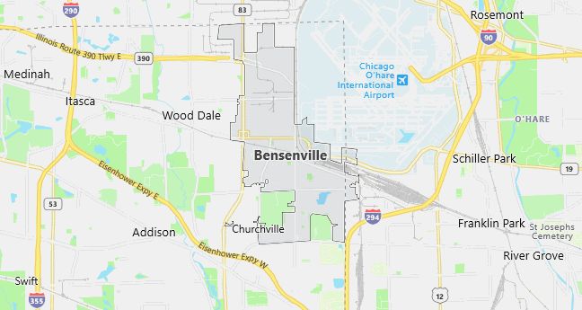 Map of Bensenville, IL