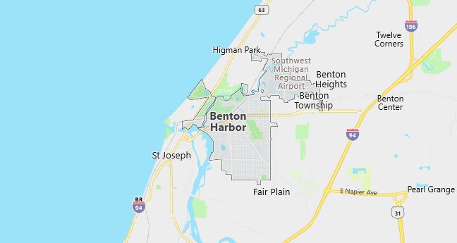 Map of Benton Harbor, MI