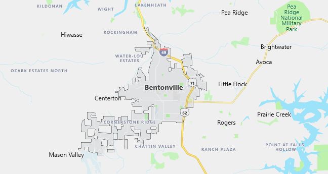 Map of Bentonville, AR